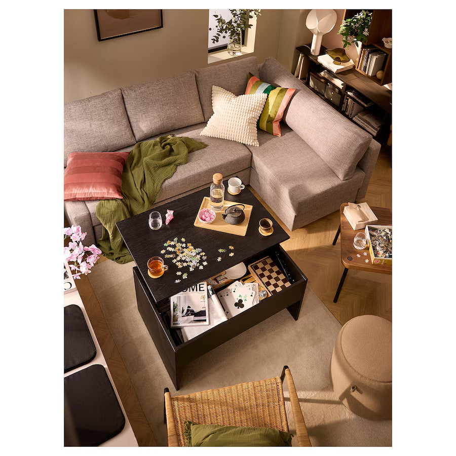 OSTAVALL Adjustable coffee table, black, 90 cm