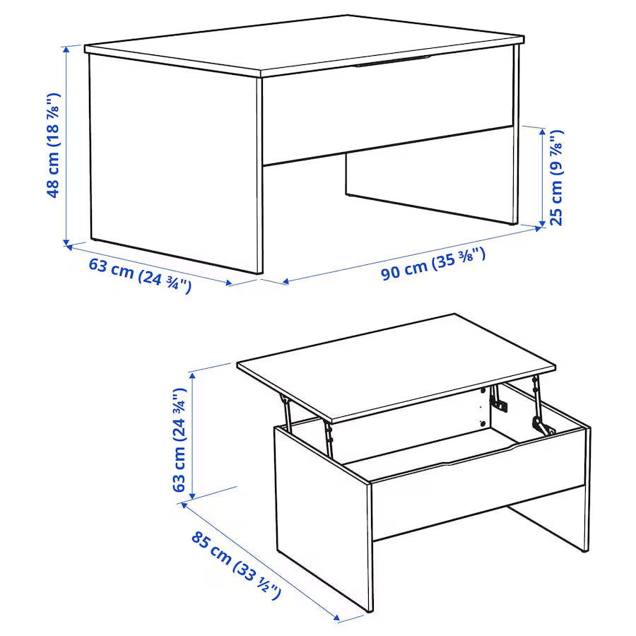 OSTAVALL Adjustable coffee table, black, 90 cm