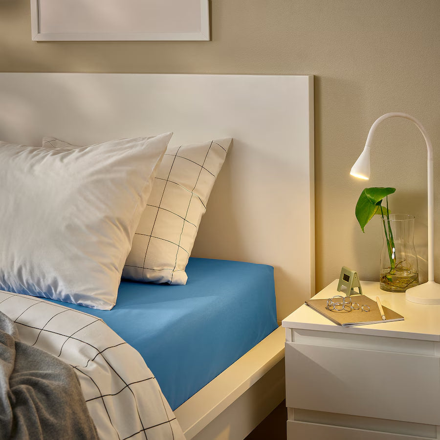 DVALA Fitted sheet, blue, 150x200 cm QUEEN