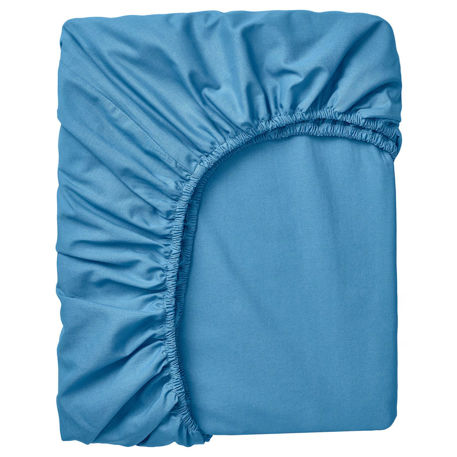 DVALA Fitted sheet, blue, 150x200 cm QUEEN