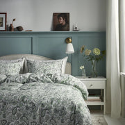 RODGERSIA Duvet cover and 2 pillowcases, green/white, 200x200/50x80 cm
