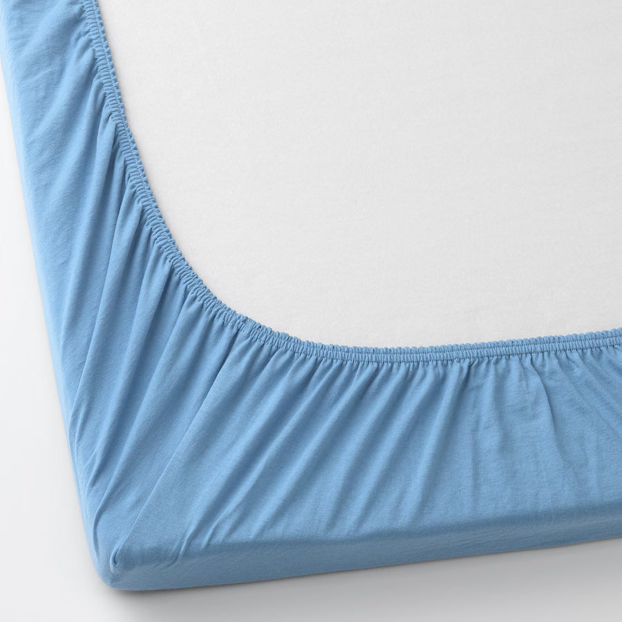 LEN Fitted sheet for cot, light blue, 60x120 cm
