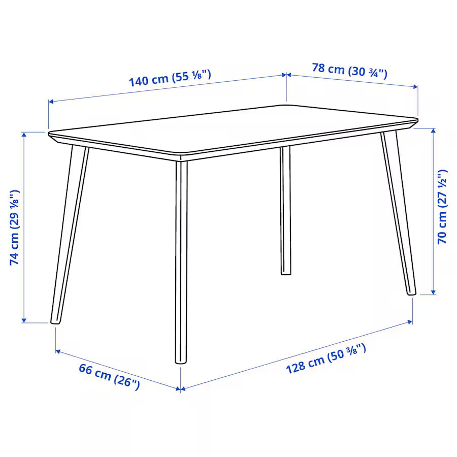 LISABO Table, ash veneer, 140x78 cm