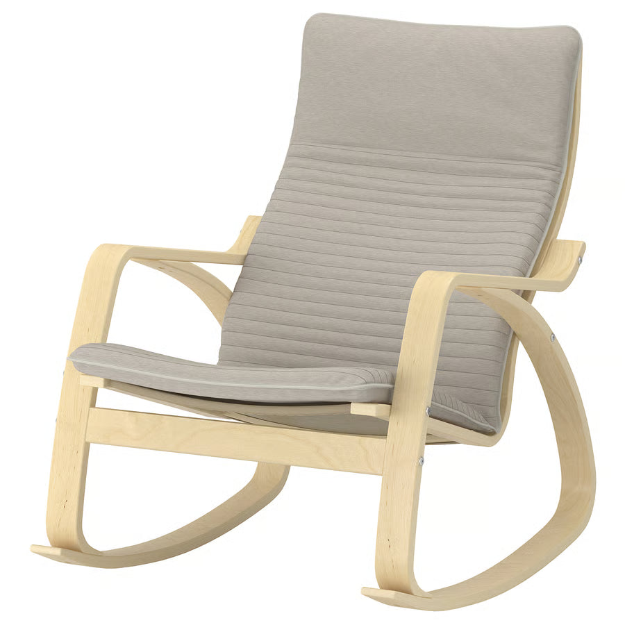 POANG Rocking-chair, birch veneer/Knisa light beige