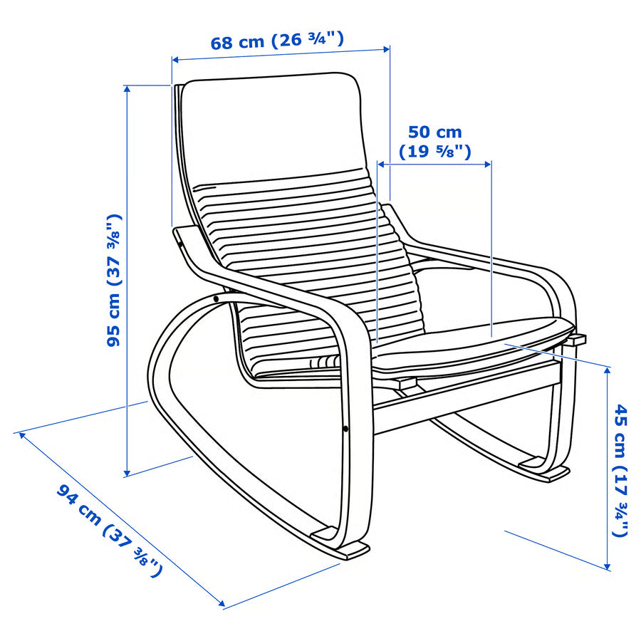 POANG Rocking-chair, birch veneer/Knisa light beige