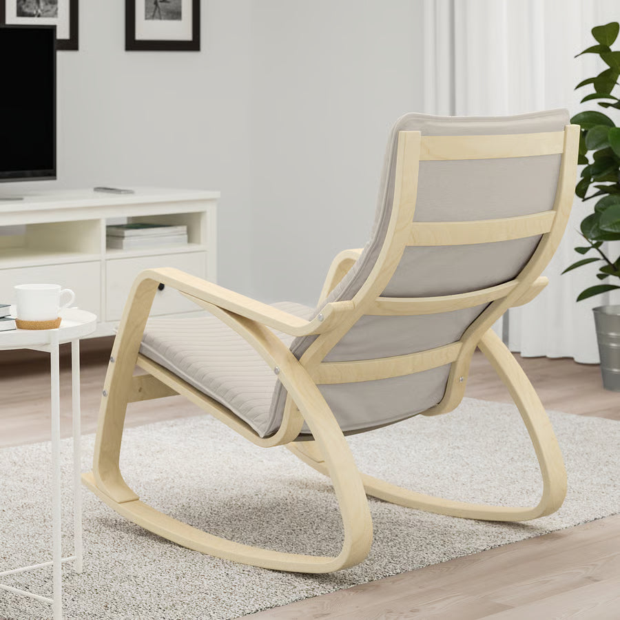 POANG Rocking-chair, birch veneer/Knisa light beige