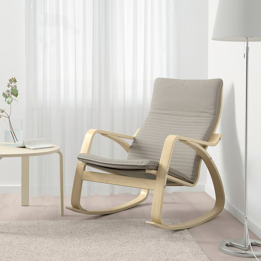 POANG Rocking-chair, birch veneer/Knisa light beige