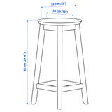 RAVSTEN Bar stool, counter height rubberwood, 62 cm