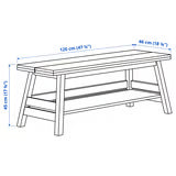 SKOGSTA Bench with storage, acacia/black, 120 cm