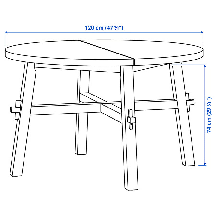 SKOGSTA Dining table, acacia/black, 120 cm