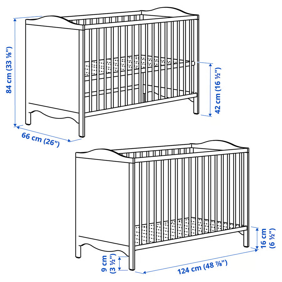 SMAGORA Cot, white, 60x120 cm