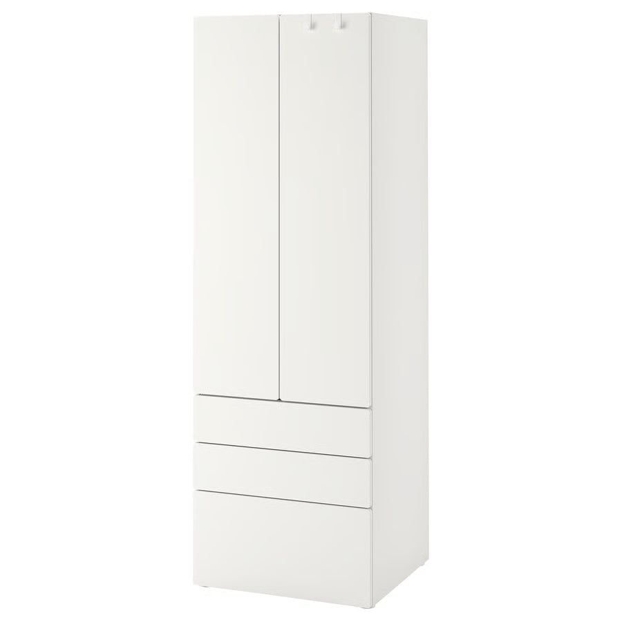 SMASTAD / PLATSA Wardrobe, white, 3 drawers, 60x57x181 cm