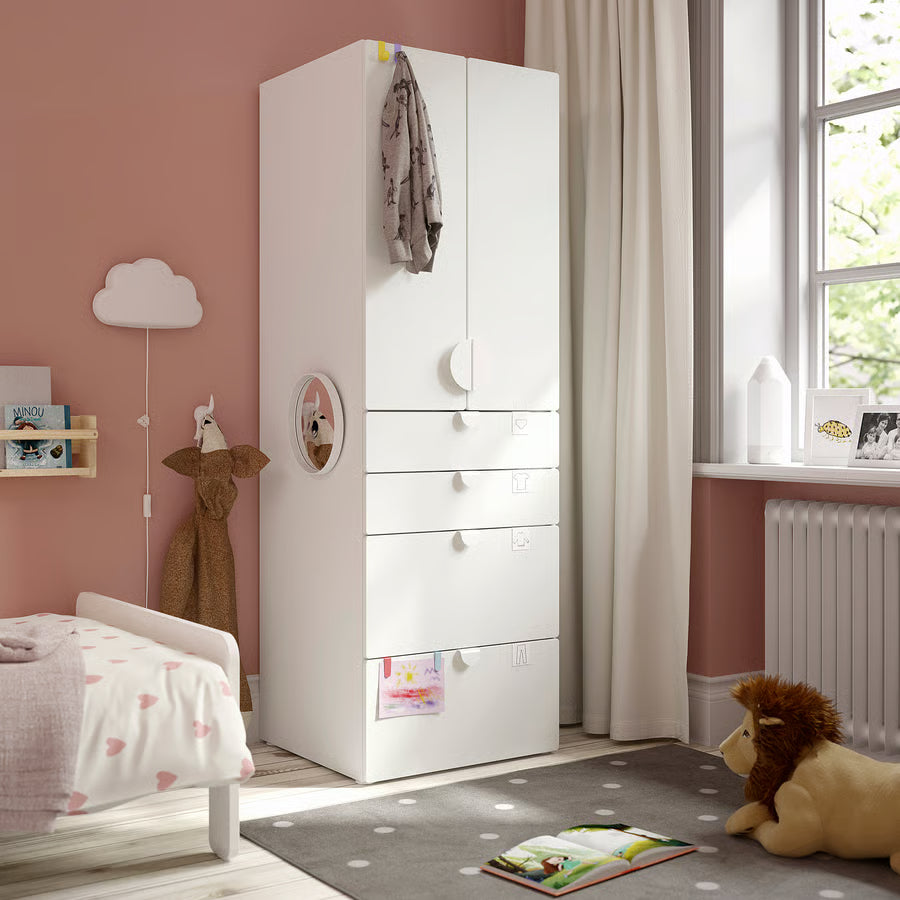 SMASTAD / PLATSA Wardrobe, white, 4 drawers, 60x57x181 cm