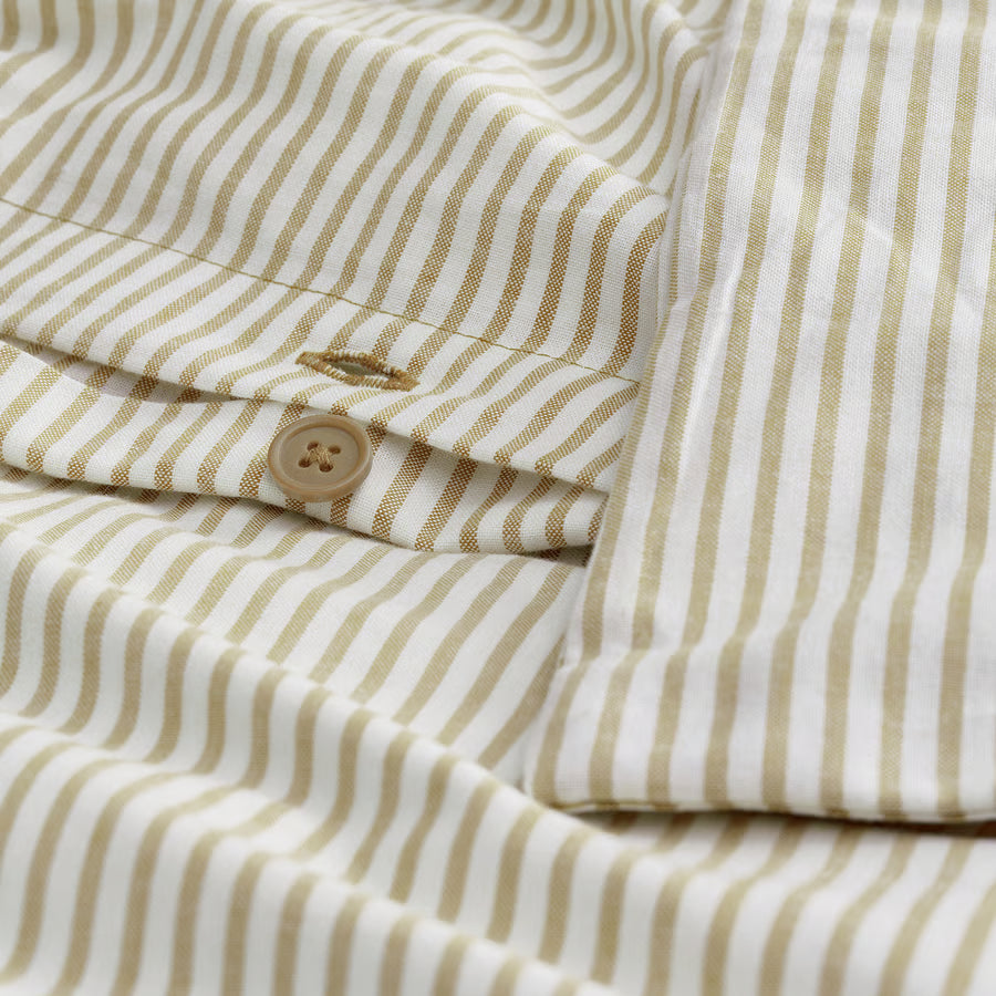 SOLFIBBLA Duvet cover and 2 pillowcases, white beige/stripe, 200x200/50x80 cm