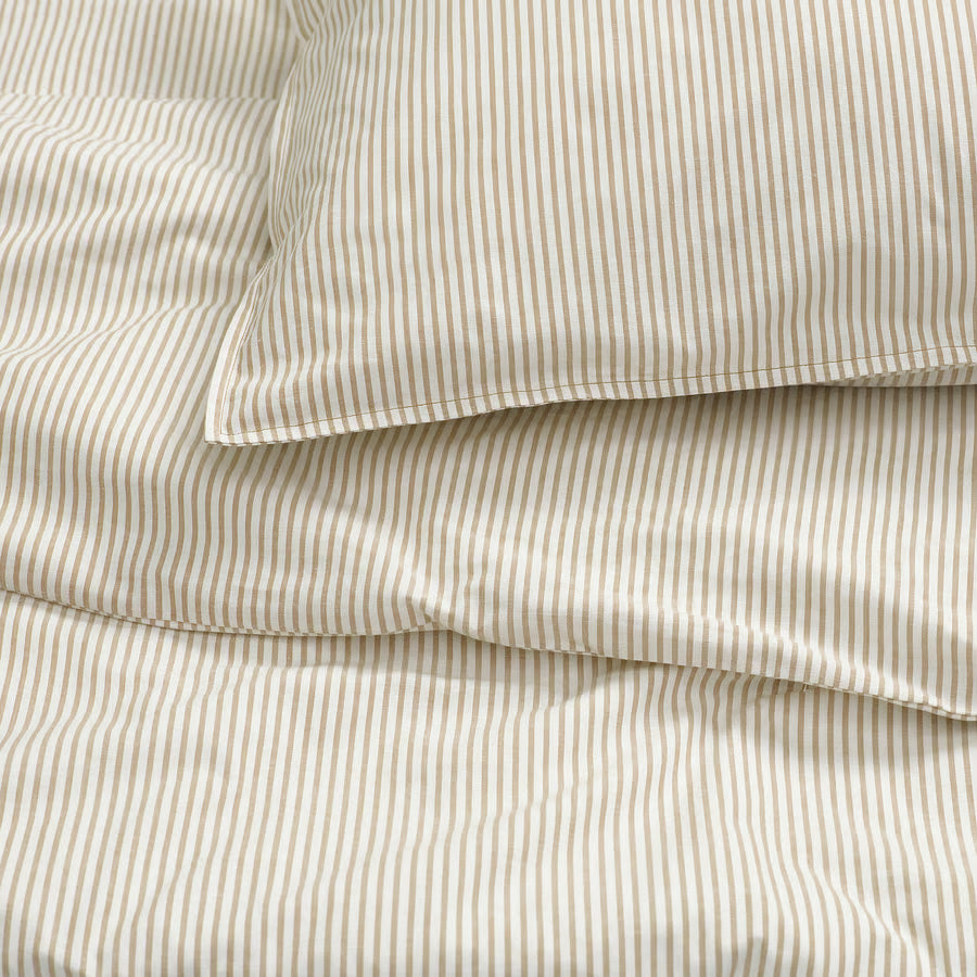 SOLFIBBLA Duvet cover and 2 pillowcases, white beige/stripe, 200x200/50x80 cm