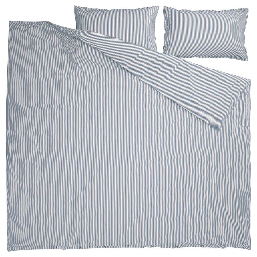 SOLFIBBLA Duvet cover and 2 pillowcases, white blue/stripe, 200x200/50x80 cm