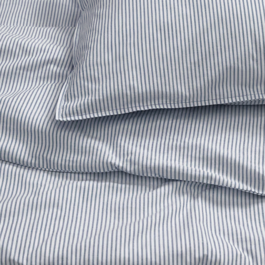 SOLFIBBLA Duvet cover and 2 pillowcases, white blue/stripe, 200x200/50x80 cm