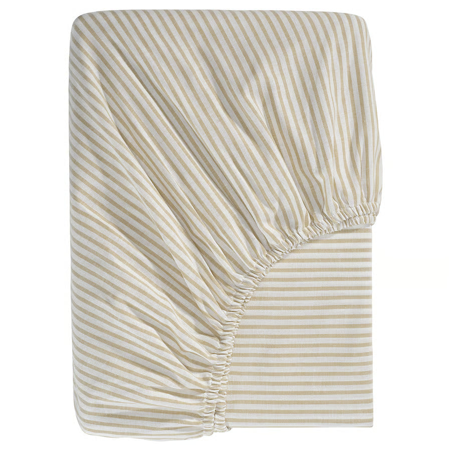 SOLFIBBLA fitted sheet, white beige/stripe, 90x200 cm