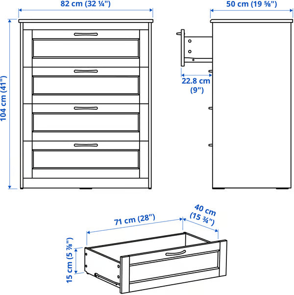 SONGESAND Chest of 4 drawers, brown, 82x104 cm