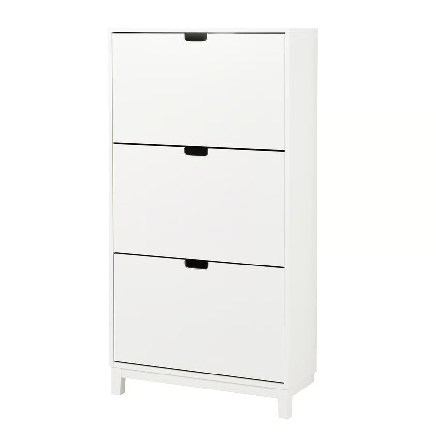 STALL Shoe cabinet with 3 compartments, white, 79x29x148 cm