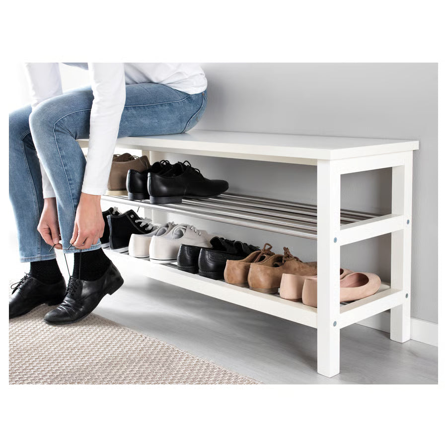 TJUSIG Bench with shoe storage, white, 108x34x50 cm