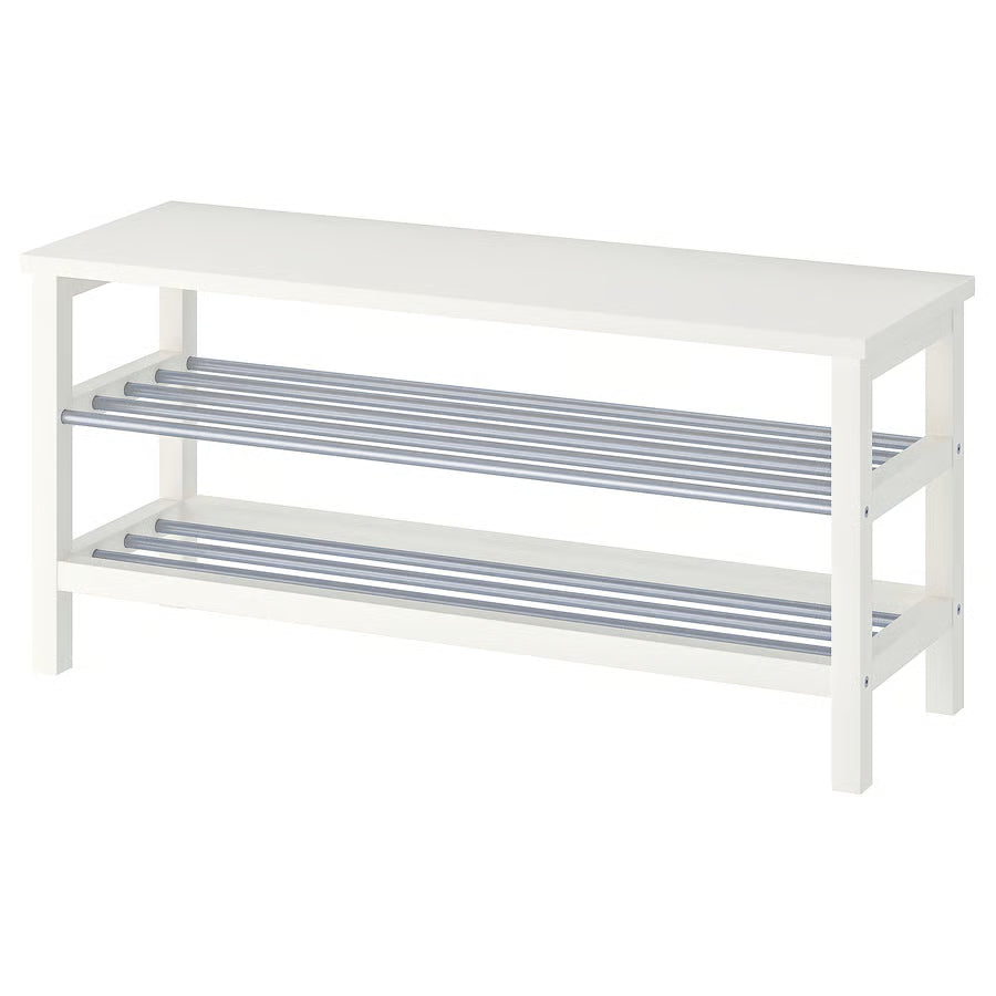 TJUSIG Bench with shoe storage, white, 108x34x50 cm