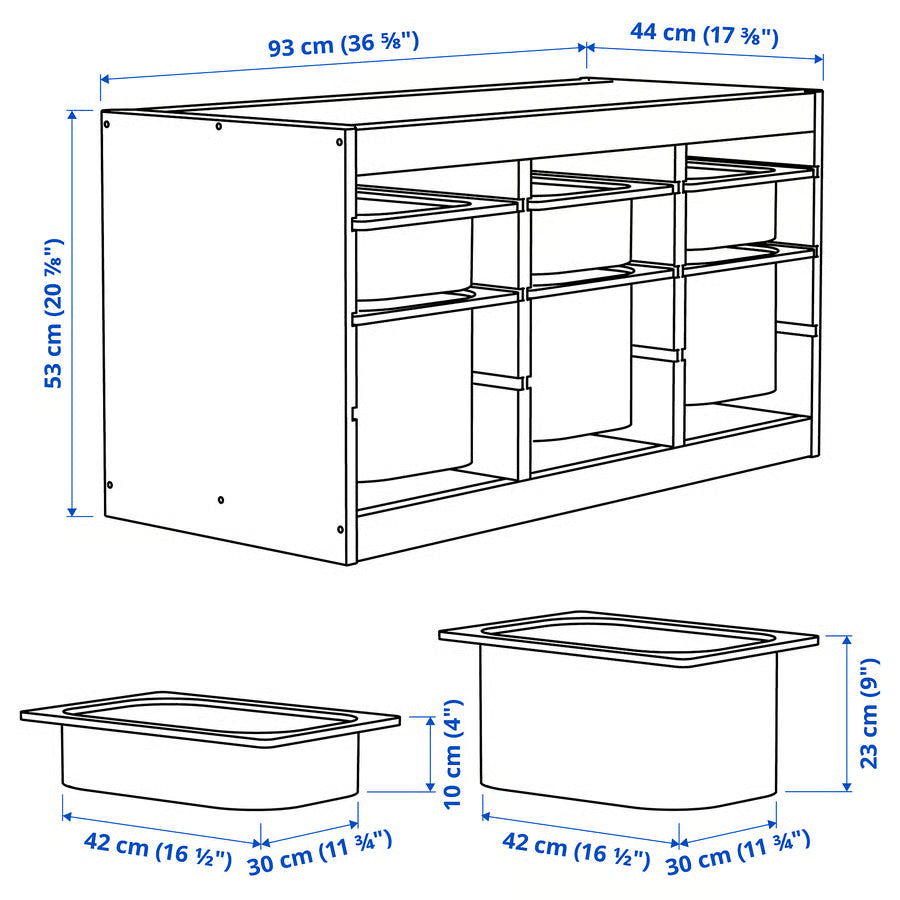 TROFAST Storage combination, light white stained pine, 93x44x53 cm