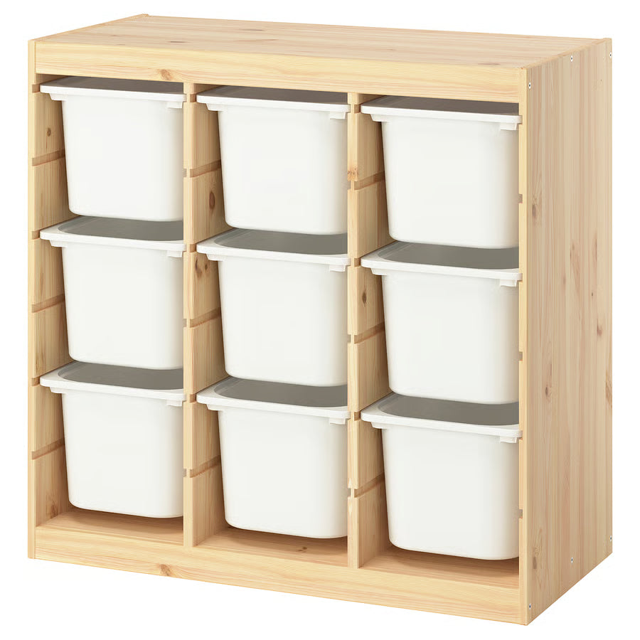 TROFAST Storage combination with boxes, stained pine, 93x44x91 cm