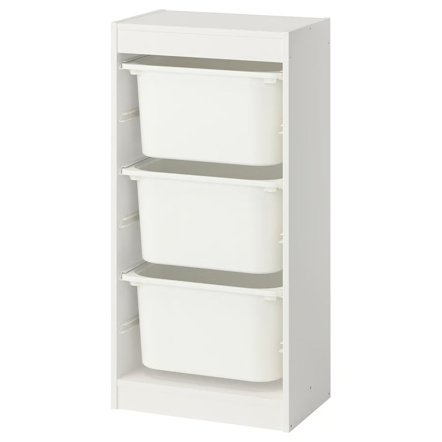 TROFAST Storage combination with boxes, white/white, 46x30x95 cm