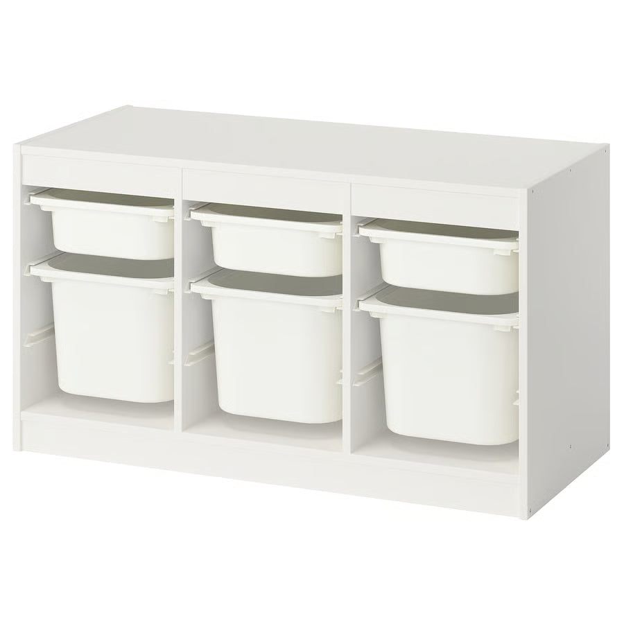 TROFAST Storage combination with boxes, white/white, 99x44x56 cm