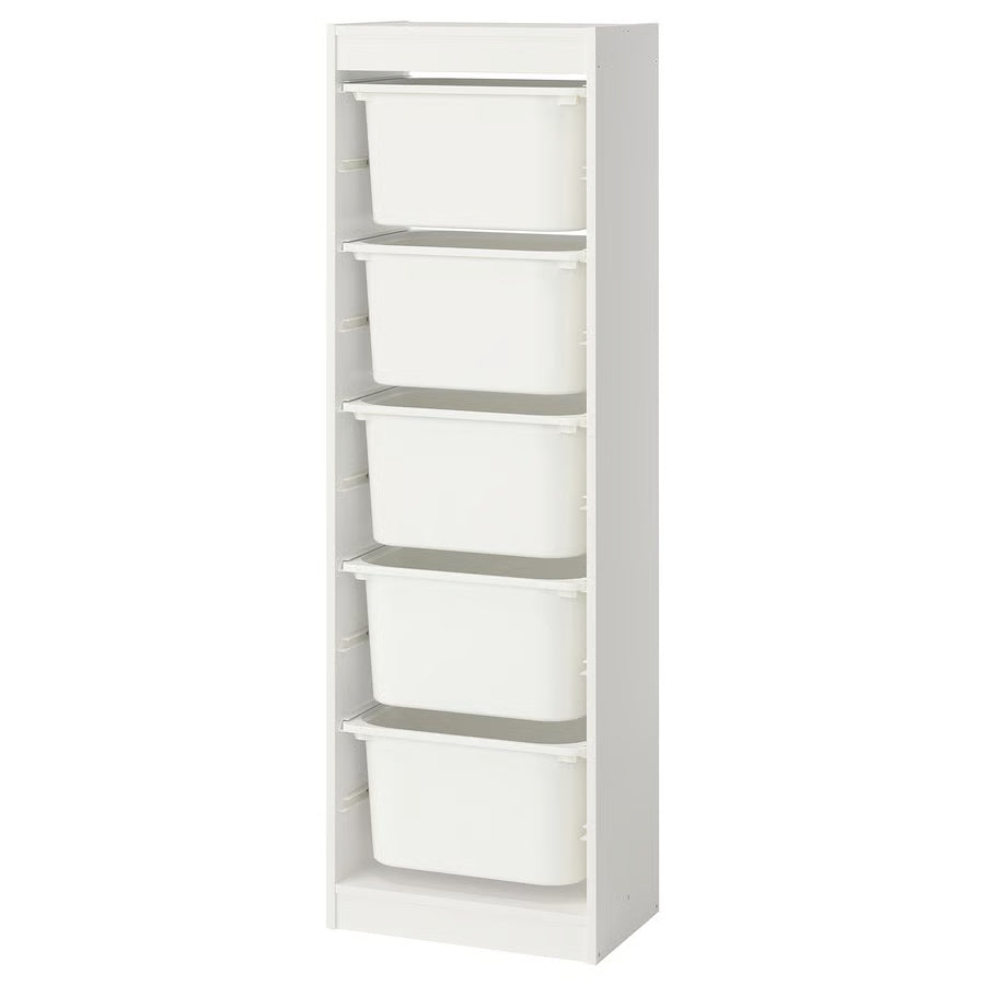 TROFAST Storage combination with boxes, white/white, 46x30x146 cm
