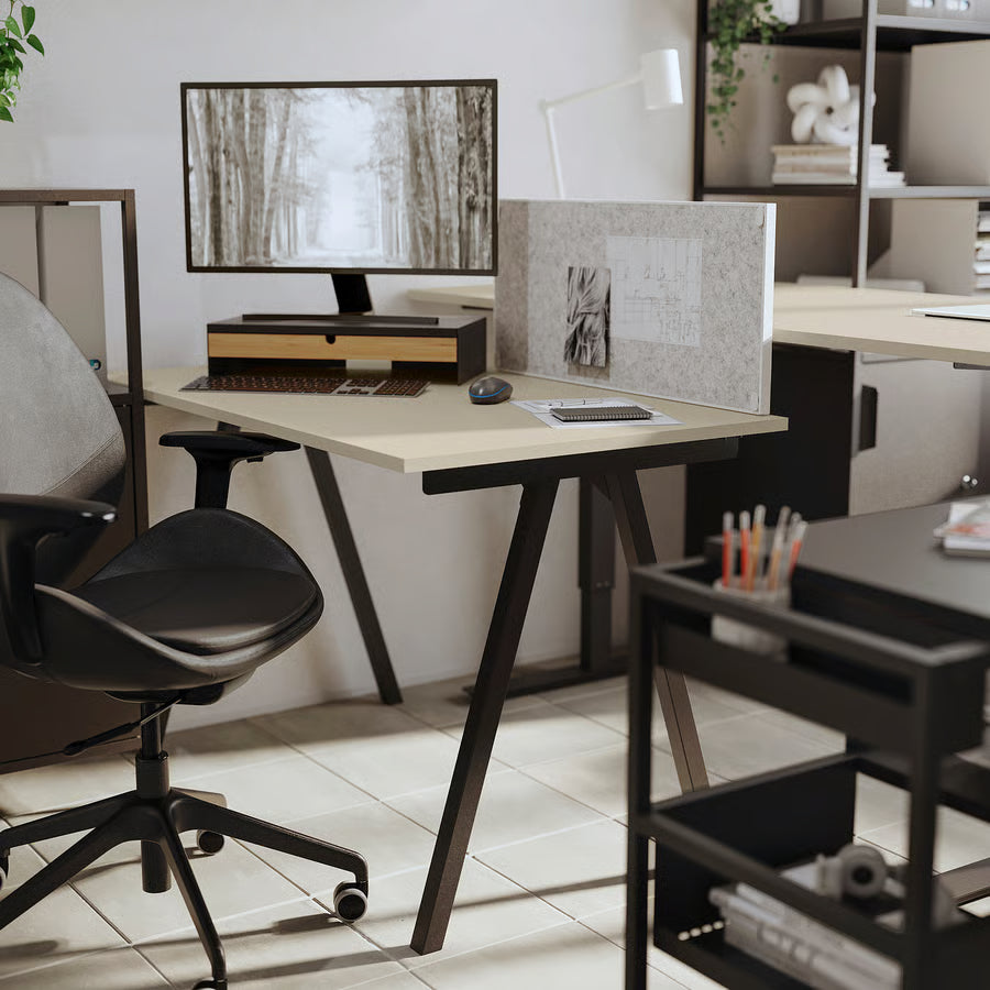 TROTTEN Desk, beige/anthracite, 120x70 cm