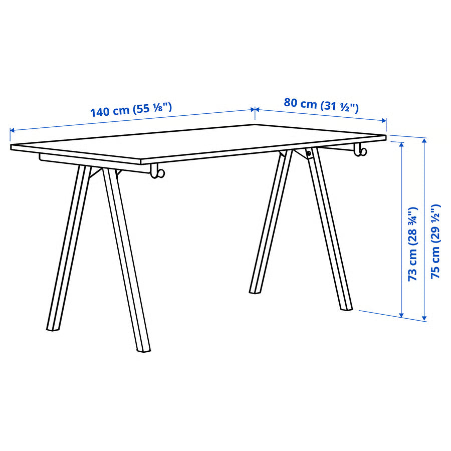 TROTTEN Desk, white, 140x80 cm