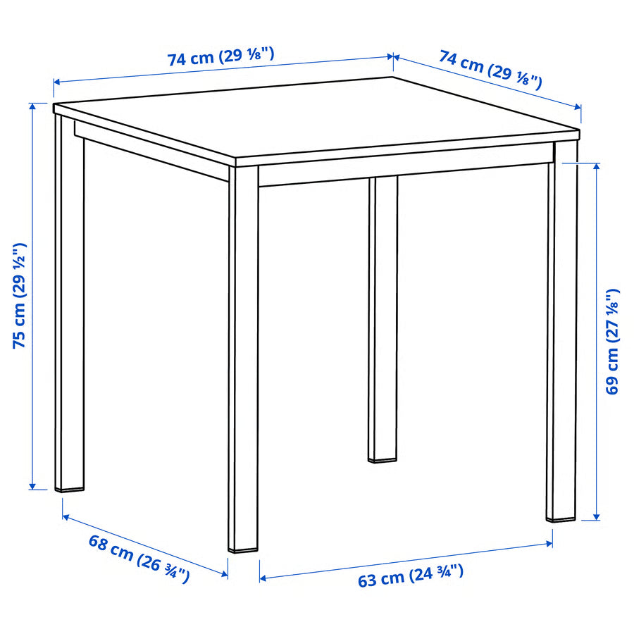 VIHAL Table, white/white, 74x74 cm
