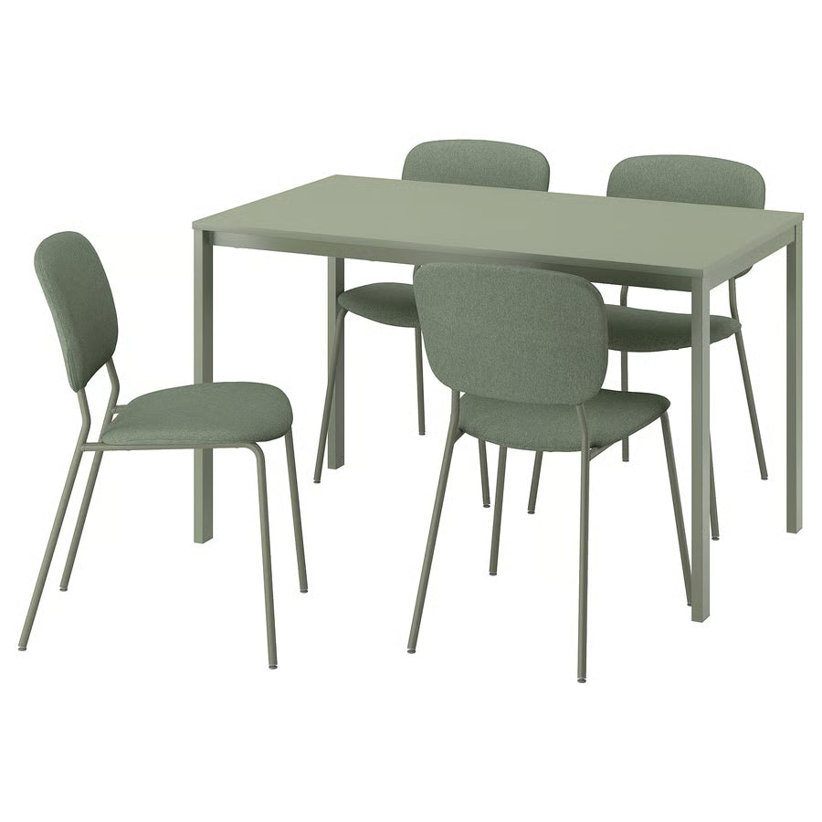 VIHALS / VIHALS Table and 4 chairs, Tibbleby grey-green, 125x74 cm