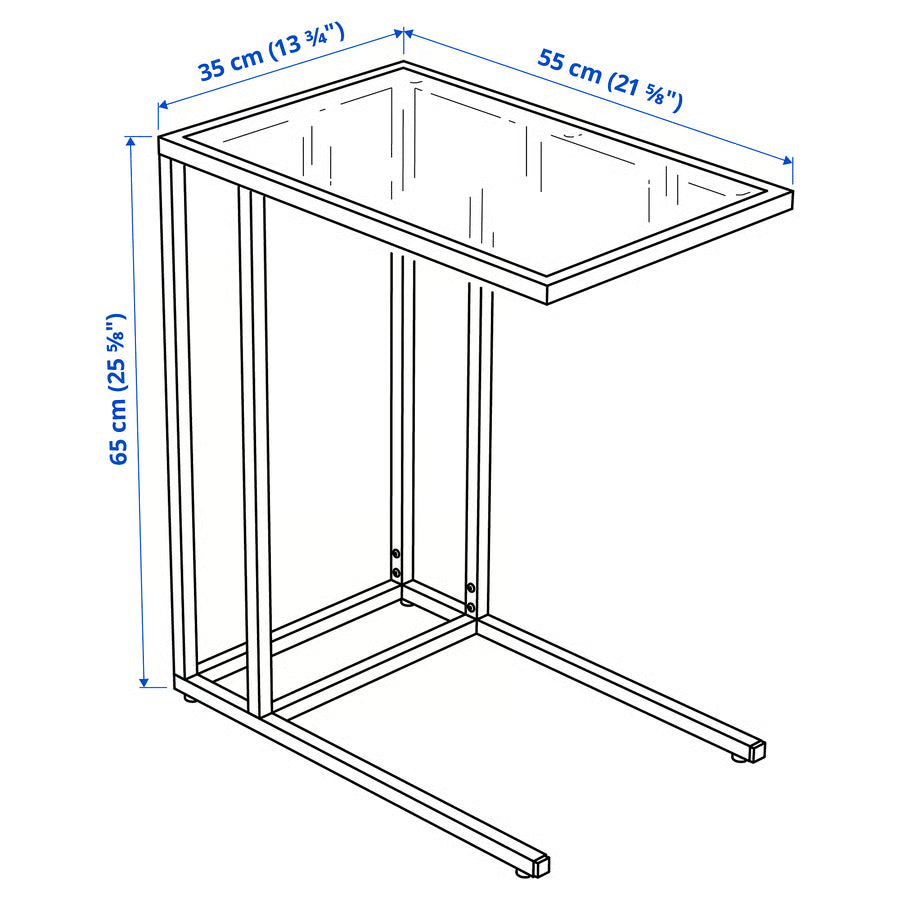 VITTSJÖ Laptop stand, white/glass, 35x65 cm