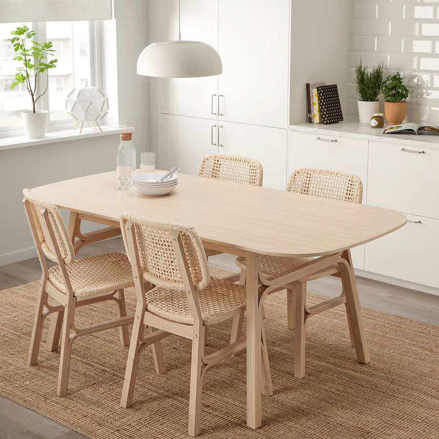 VOXLOV / VOXLOV Table and 4 chairs, bamboo, 180x90 cm
