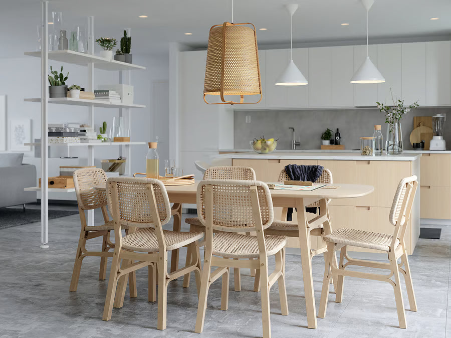 VOXLOV / VOXLOV Table and 4 chairs, bamboo, 180x90 cm
